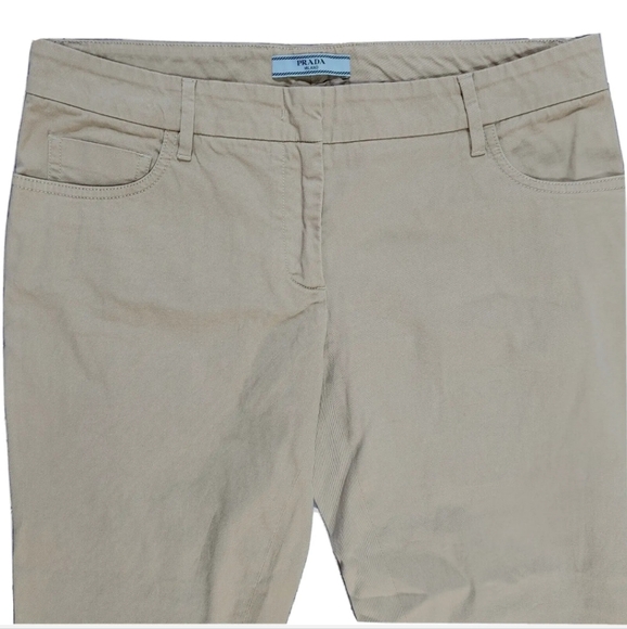 PRADA Ankle Zip Chino Pants Sz 42 / 8 US Khaki Cotton Twill - Picture 2 of 10